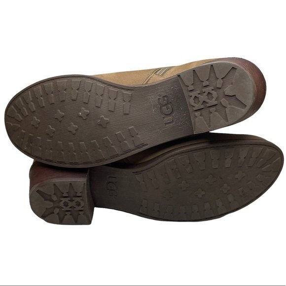 Ugg Tan Brown Suede Heeled Inner Zipper Ankle Boot 8 - Picture 12 of 12